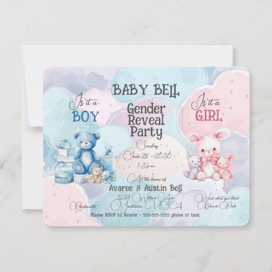 Baby Geslacht onthullen uitnodiging (Voorkant)