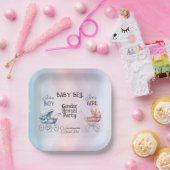 Baby Geslacht onthullen uitnodiging Papieren Bordje (Feest)