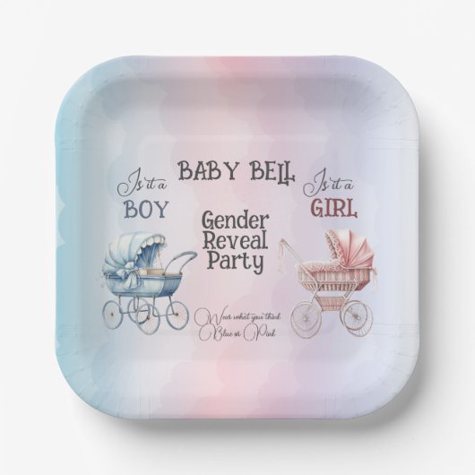 Baby Geslacht onthullen uitnodiging Papieren Bordje (Voorkant)