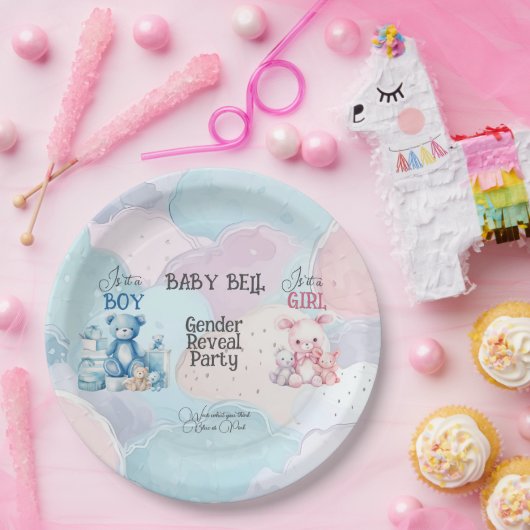 Baby Geslacht onthullen uitnodiging Papieren Bordje (Feest)