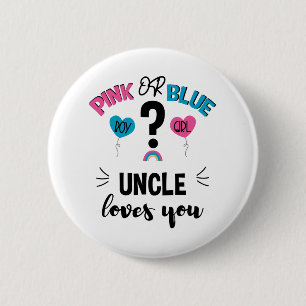Baby Geslacht Onthulling Roze Of Blau Oom Houdt Va Ronde Button 5,7 Cm