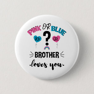 Baby Geslacht Reveal Roze Of Blauwe Broer Houdt Va Ronde Button 5,7 Cm