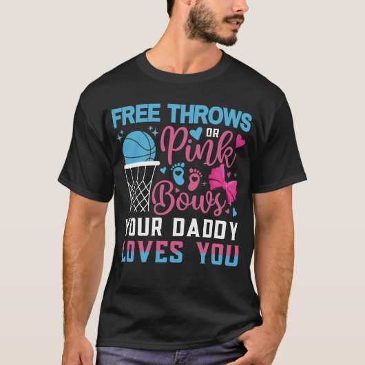 Baby Geslacht Vrije rijen en roze bogen papa onthu T-shirt (Voorkant)