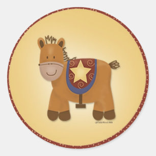 Baby Gevuld Dierlijk Paard Ronde Sticker
