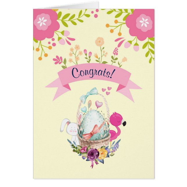 Baby gewas - bloemen, eieren, flamingo en Bunny (Voorkant)