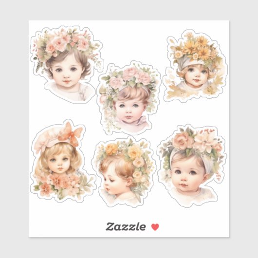  Baby Gezicht Florals Antiek Junk Journal Kit Sticker (Vel)
