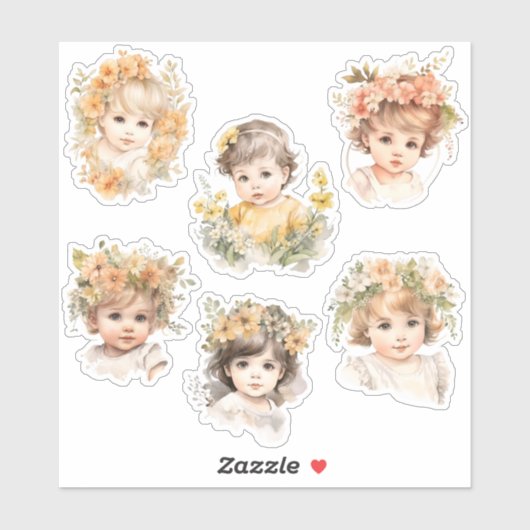 Baby Gezicht Florals Antiek Junk Journal Kit Sticker (Vel)