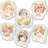 Baby Gezicht Florals Antiek Junk Journal Kit Sticker (Voorkant)