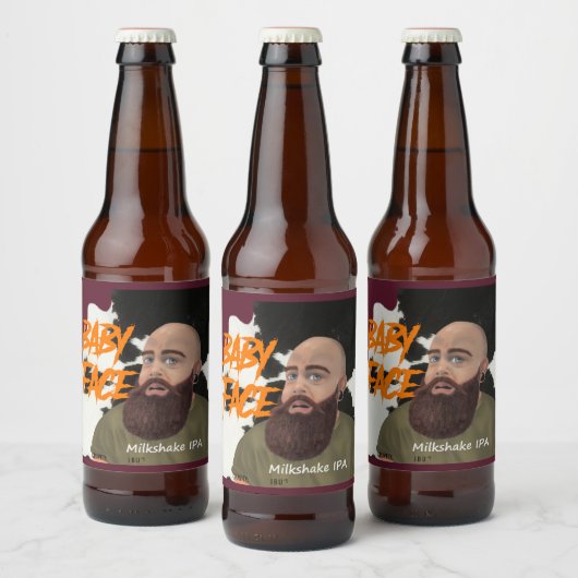 Baby Gezicht (Naam & Stijl) Bier Etiket (Flessen)