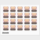 Baby Gezicht - Roze & Bruin Gepersonaliseerde Stic Vierkante Sticker (Vel)