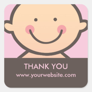 Baby gezicht - Roze en bruine, gepersonaliseerde s Vierkante Sticker