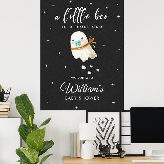 Baby Ghost Baby shower Little Boo Welkomstbord Poster (Thuiskantoor)