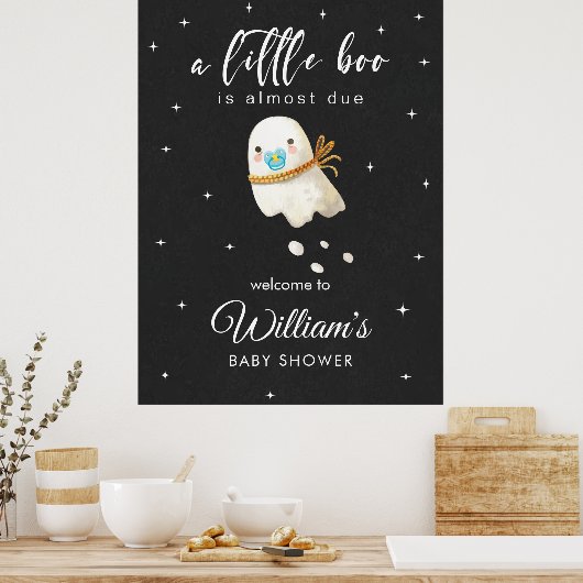 Baby Ghost Baby shower Little Boo Welkomstbord Poster (Keuken)