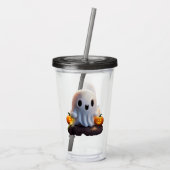Baby Ghost Creepy Schattige Halloween karakter Acryl Drinkbeker (Achterkant)