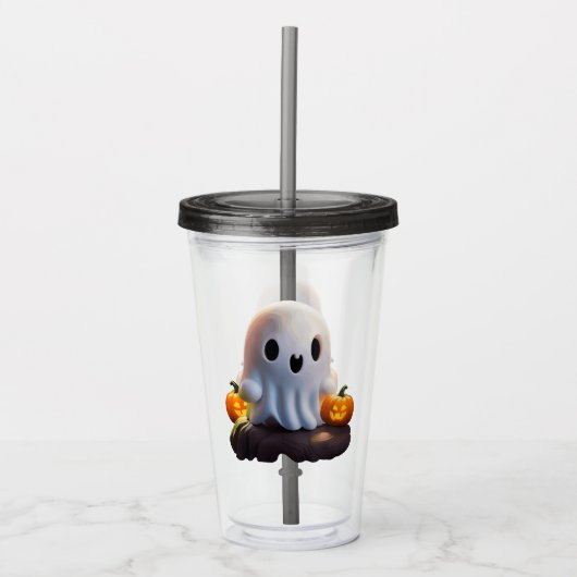 Baby Ghost Creepy Schattige Halloween karakter Acryl Drinkbeker (Voorkant)