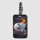 Baby Ghost Creepy Schattige Halloween karakter Bagagelabel (Voorkant (verticaal))