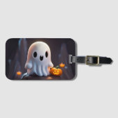Baby Ghost Creepy Schattige Halloween karakter Bagagelabel (Voorkant (horizontaal))