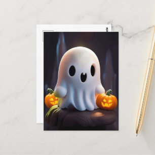 Baby Ghost Creepy Schattige Halloween karakter Briefkaart