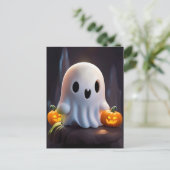 Baby Ghost Creepy Schattige Halloween karakter Briefkaart (Staand voorkant)