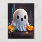 Baby Ghost Creepy Schattige Halloween karakter Briefkaart (Voorkant)