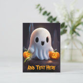Baby Ghost Creepy Schattige Halloween karakter Briefkaart (Staand voorkant)