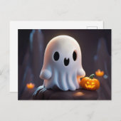 Baby Ghost Creepy Schattige Halloween karakter Briefkaart (Voorkant / Achterkant)