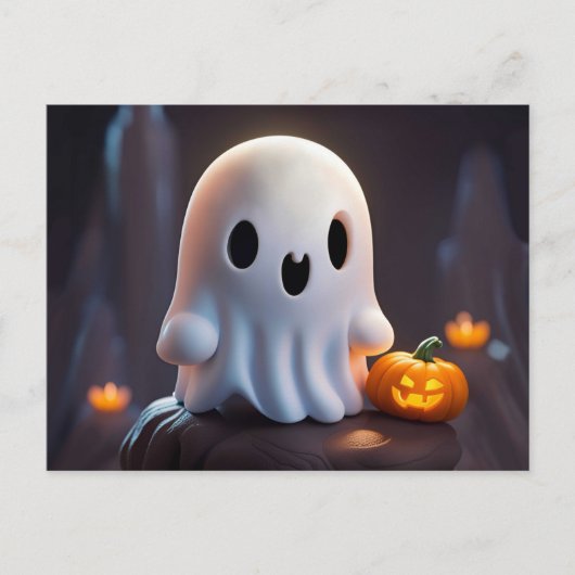 Baby Ghost Creepy Schattige Halloween karakter Briefkaart (Voorkant)