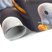 Baby Ghost Creepy Schattige Halloween karakter Cadeaupapier (Rol Hoek)