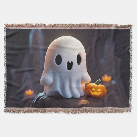 Baby Ghost Creepy Schattige Halloween karakter Deken (Voorkant)