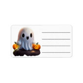 Baby Ghost Creepy Schattige Halloween karakter Etiket (Voorkant)
