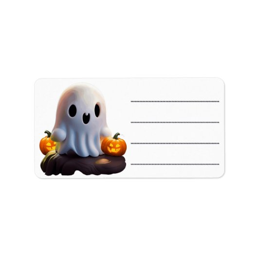 Baby Ghost Creepy Schattige Halloween karakter Etiket (Voorkant)
