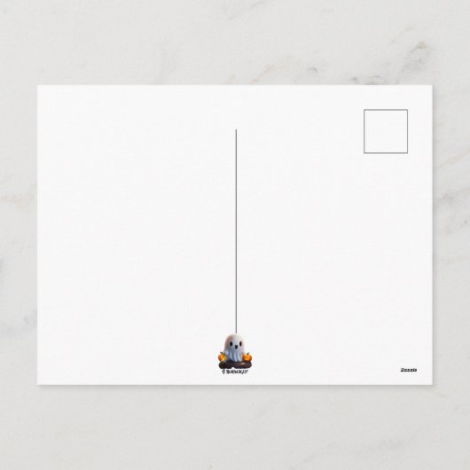 Baby Ghost Creepy Schattige Halloween karakter Feestdagenkaart (Achterkant)