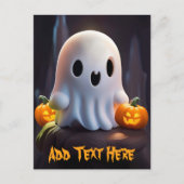 Baby Ghost Creepy Schattige Halloween karakter Feestdagenkaart (Voorkant)