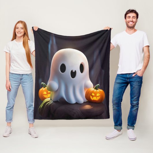 Baby Ghost Creepy Schattige Halloween karakter Fleece Deken (In situ)