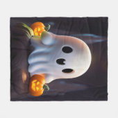 Baby Ghost Creepy Schattige Halloween karakter Fleece Deken (Voorkant (Horizontaal))