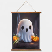 Baby Ghost Creepy Schattige Halloween karakter Hangend Wandkleed (Voorkant)