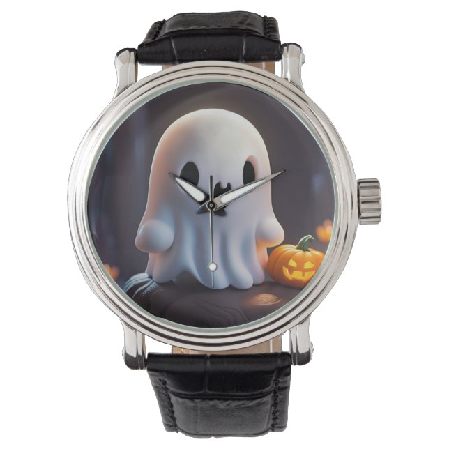 Baby Ghost Creepy Schattige Halloween karakter Horloge (Voorkant)