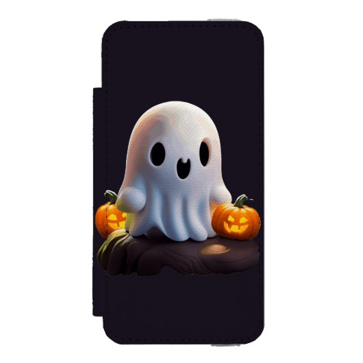 Baby Ghost Creepy Schattige Halloween karakter Incipio iPhone Portemonnee Hoesje (Voorkant Agenda)