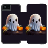 Baby Ghost Creepy Schattige Halloween karakter Incipio iPhone Portemonnee Hoesje (Agenda Open)