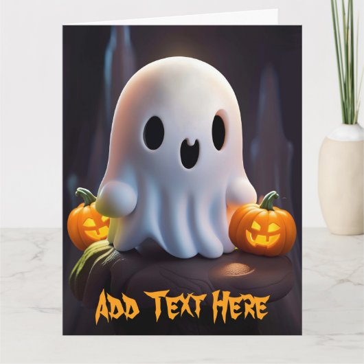 Baby Ghost Creepy Schattige Halloween karakter Kaart (Voorkant)