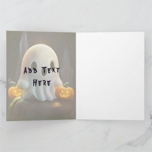 Baby Ghost Creepy Schattige Halloween karakter Kaart (Binnen)