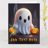 Baby Ghost Creepy Schattige Halloween karakter Kaart (Gele Bloem)
