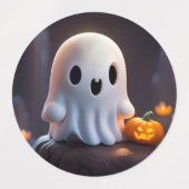 Baby Ghost Creepy Schattige Halloween karakter Labels (Design 2)