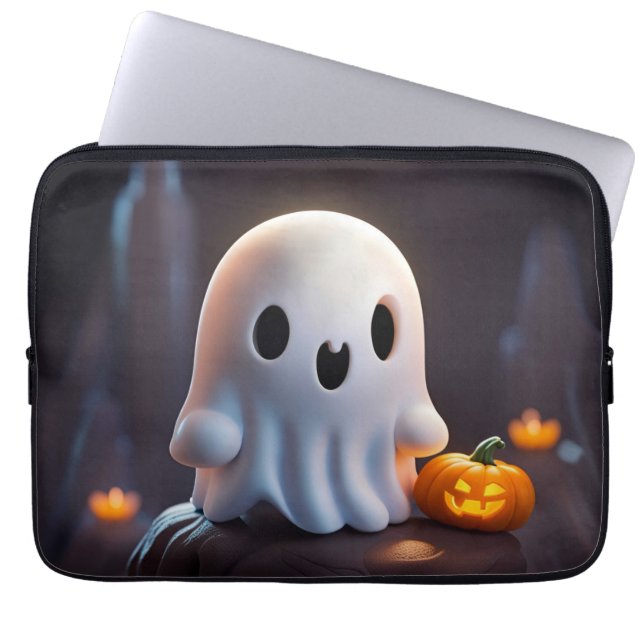 Baby Ghost Creepy Schattige Halloween karakter Laptop Sleeve (Voorkant)