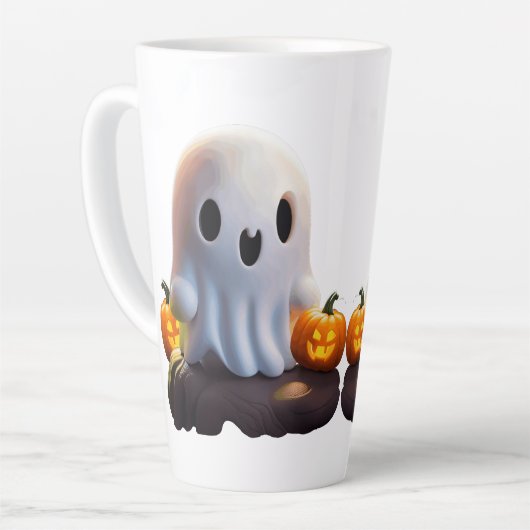 Baby Ghost Creepy Schattige Halloween karakter Latte Mok (Linkerhoek)
