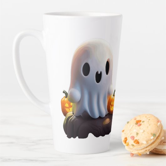 Baby Ghost Creepy Schattige Halloween karakter Latte Mok (In situ)