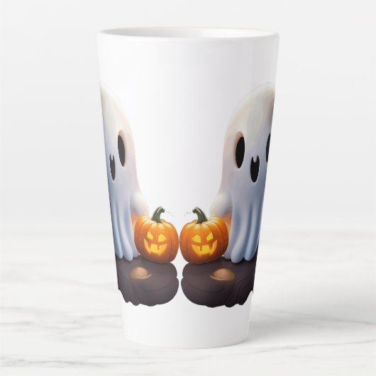 Baby Ghost Creepy Schattige Halloween karakter Latte Mok (Voorkant)