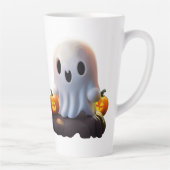 Baby Ghost Creepy Schattige Halloween karakter Latte Mok (Rechts)
