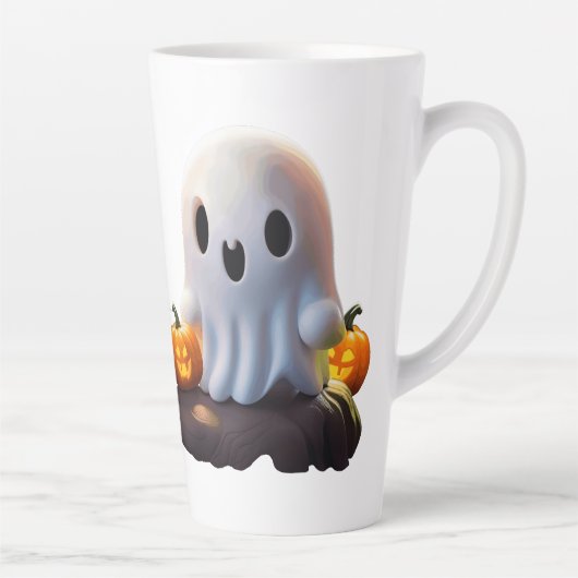 Baby Ghost Creepy Schattige Halloween karakter Latte Mok (Rechts)
