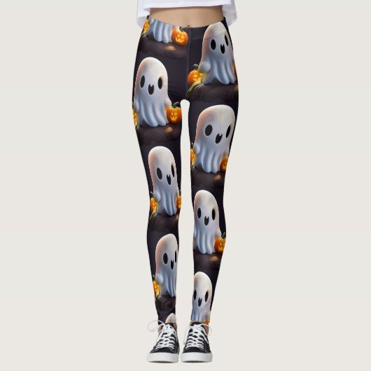 Baby Ghost Creepy Schattige Halloween karakter Leggings (Voorkant)